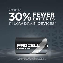 ProCell Constant D Cell Long-Lasting Alkaline Batteries (72 Pack), 10-Year Shelf Life, Bulk Value Pack for Consistent Moderate Drain Professional Devices