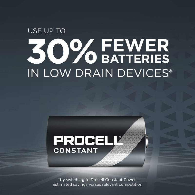 ProCell Constant D Cell Long-Lasting Alkaline Batteries (72 Pack), 10-Year