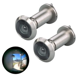 TOGU TG2814YG-SN Solid Brass UL Listed 220-degree Door Viewer with Heavy Duty Privacy Cover for 1-3/8" to 2-1/6" Doors, Satin Nickel Finish,2 Sets