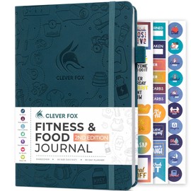 Clever Fox Fitness & Food Journal – Nutrition & Workout Planner for Women & Men – Diet & Gym Exercise Log Book with Calendars, Diet & Training Trackers - Undated, A5 Size, Hardcover (Dark Teal)