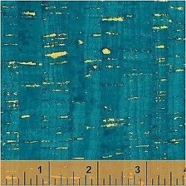 Windham Fabrics Uncorked Fabric BTY, Windham, Turquoise, Gold Metallic, 50107M-31, Cotton