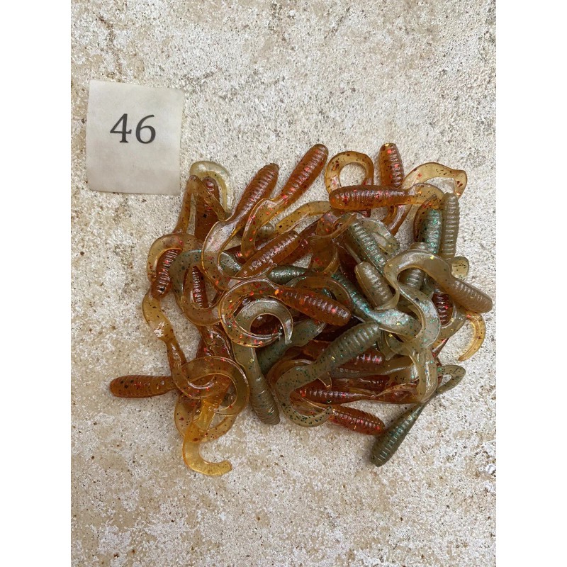 Unbranded Item#46 50ct 2"Rootbeer w/red glit, Avocado w/gr glit grubs,