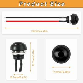 8pcs 12mm Momentary Push Button Switch,1/2” Waterproof Momentary Switches, Mounting Hole On Off Mini Round Black PBS-33B