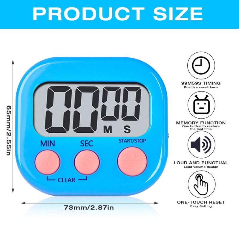 WDKXCN Magnetic Kitchen Timer, Pack of 6 Stopwatch Digital, 6