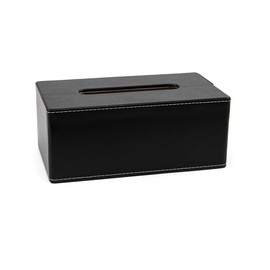 Cosmetic Tissue Box, 25.5 x 14.2 x 10.5 cm, PU Leather Tissue Box Holder, Rectangular TissueBox Covers for Kleenex Napkin, Rectangular Tissue Holder for Bathroom, Home, Office (Black)