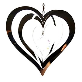 BWA Hanging Stainless Steel Garden Wind Spinner Sun Catcher Crystal - Small Heart