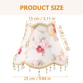 Vaguelly Vintage European Lamp Shades Victorian Fancy Lampshades Royal Bell Shape Lampshade with Bead Lace and Fringe,Lampshades for Table Lamp Replacement,25x20CM