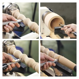 DEEFIINE Carbide Tip Wood Lathe Turning Tool Kit, Lathe Roughing and Finishing Hollow Tool Interchangeable Aluminum Alloy Handle with Diamond Round Square Carbide Blade (Soft handle)