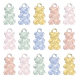 Ipotkitt 100 Pcs Transparent Acrylic Gummy Bear Charms Colorful Animal Bear Charms Keychains Necklace Charms Cute Bracelet Accessories for DIY Crafts