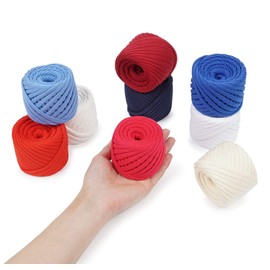 Juego de 9 ovillos para camisetas Fettuccini Zpagetti, juego de hilo de camiseta, para ganchillo, hilo de algodón, hilo de punto, hilo en T orgánico, set americano