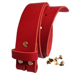 1.5 inch Men's Cowhide Geniune Leather Belt 38mm Classic without Buckle, Red, 38 inch (Waist 38)