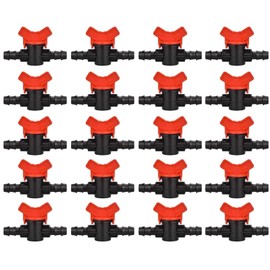 Hydrogarden 20 Pieces PE Hose Valve Irrigation Stopcock Flow Regulator Plastic Hose Valve 16 mm Drip Irrigation Parts Red Black Water Flow Control Valve for Water Hose Hose