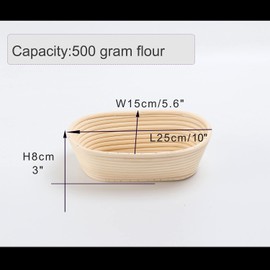 2 Pieces Natural Rattan Oval Banneton Bread Baking Basket for Bread Dough Pizza Pastry 24.5cm