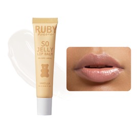 Ruby Kisses So Jelly Tinted Lip Balm, Hydrate & Non-Sticky Nourishing Lip Gloss Treatment, Glossy Finish, Hydrating Balm Buildable Customize Tint (Vanilla)