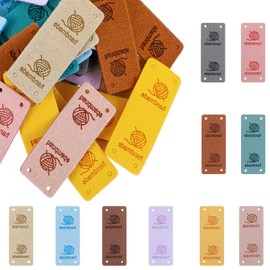 50 Pcs Crochet Tags for Handmade Items, PU Leather Handmade Tags with Hole Lightweight Hand Made Tag for DIY Crafts Sewing Crochet Knitting Hats Apparel