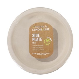 Lemon & Lime Eco Sugarcane Side Plates 30-Pieces, Natural, 18 cm Diameter