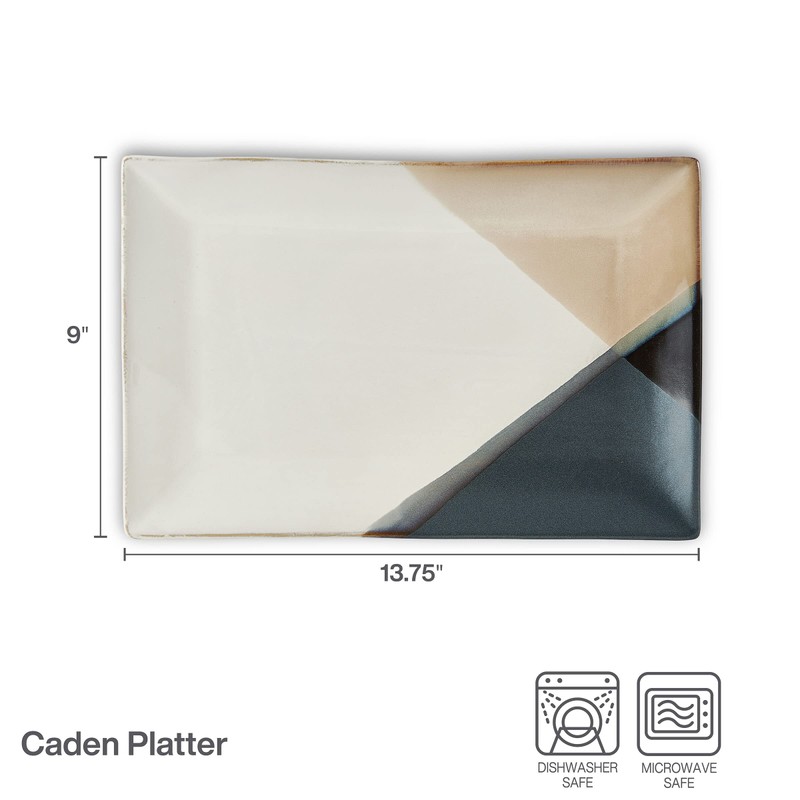 Gourmet Basics by Mikasa Caden Rectangular Serving Platter, 13.75 Inch,