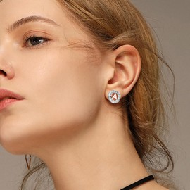 Initial Stud Earrings for Women, TAIGRAMA 18K Gold Plated Cubic Zirconia Earrings Studs Hypoallergenic for Sensitive Ears, Letter Studs Earrings for Women Jewelry Gifts, Letter G, Brass Cubic