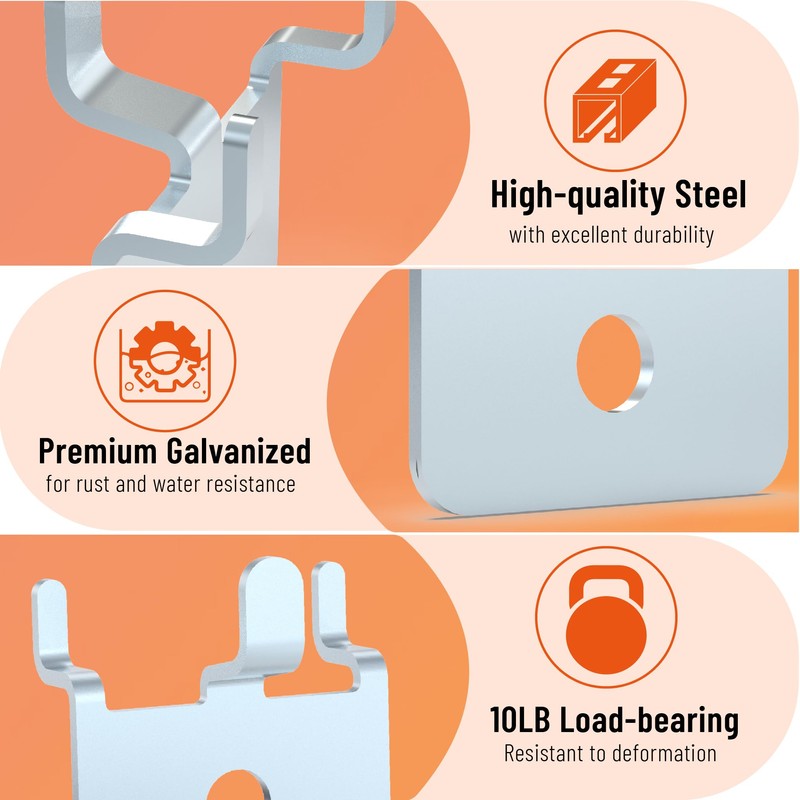 HUHOLE 20 Pack Pegboard Picture Hangers Silver Powder Coated Metal