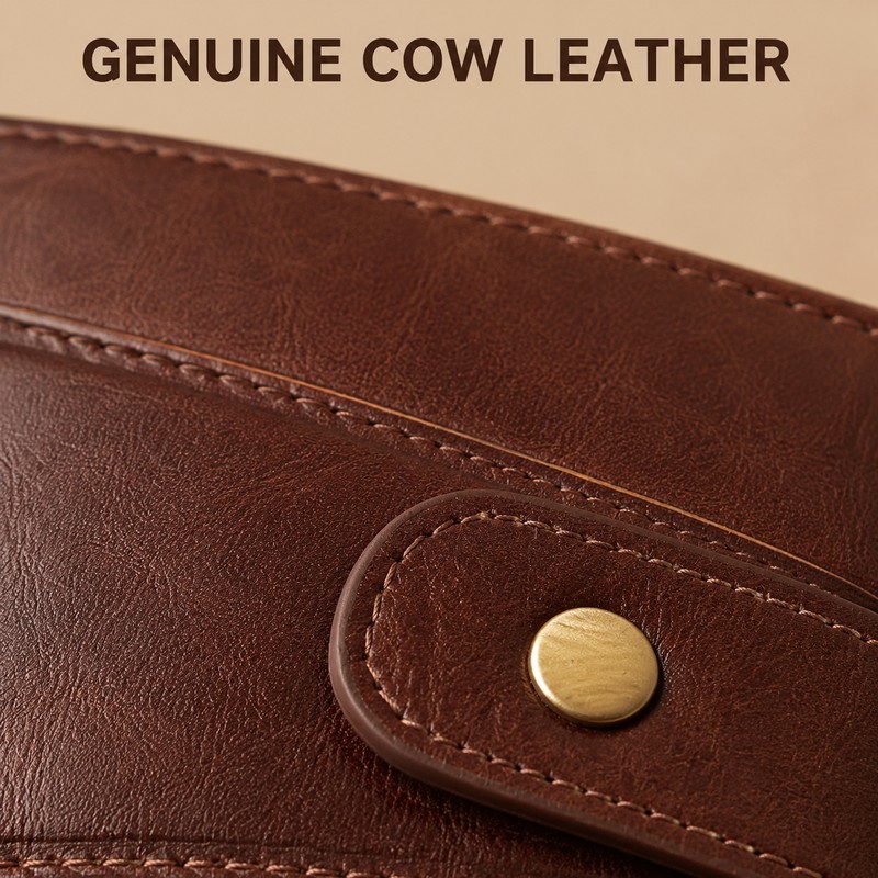 Men's Genuine Cow Leather RFID Wallet with Coin Pocket &
