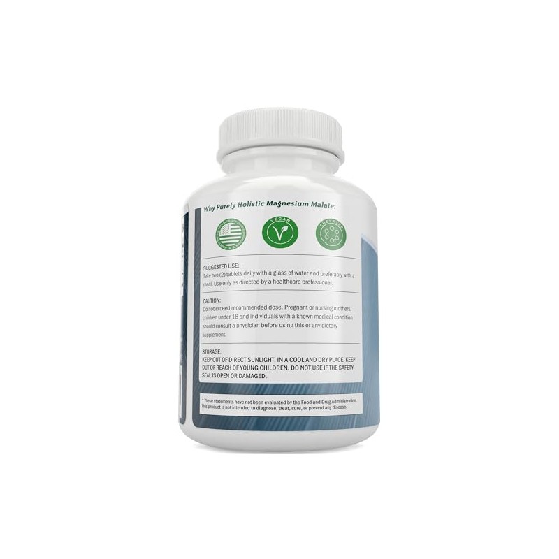 Malato de Magnesio 400 mg Magnesium Malate Supplement, 270 Vegan
