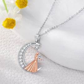 PROESS Art Sports Necklace 925 Sterling Silver Music/Painting Palette/Ballerina/Violin/Piano/Volleyball Pendant Chain Jewellery Birthday Gifts for Women Girls Mother Daughter, Sterling Silver, No