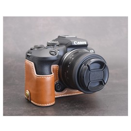 MUZIRI KINOKOO EOS R10 Protective Case PU Leather - Compatible for Canon EOS R10 Mirrorless Camera - Half Bottom Case with Grip Design - Brown