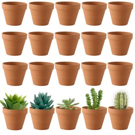 FUYTSUO Pack of 20 Small Clay Pots, 3 x 3.5 cm Clay Pot Small with Drainage Hole, Clay Pots for Succulents, Clay Pots for Succulents, Reusable Clay Pot for Plants for Home and Office