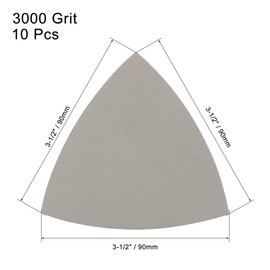 sourcing map Triangular Sandpaper Hook and Loop Triangle Sanding Pad Fit 3-1/2" Oscillating Multi-Tool Silicon Carbide for Wet/Dry Use 3000 Grit 10pcs