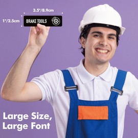 90 PCS Magnetic Toolbox Labels, 82 Pre-Printed & 8 Blanks Large Size Tool Chest Organizer Labels Strong Magnetic & Easy to Read Printing Fits All Brands of Steel Tool Box Drawers (Black, 3.5” x 1”)