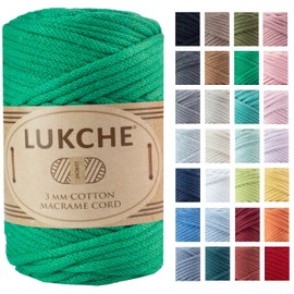 Braided Cotton Macrame Cord 3mm x 93 Yards (279 Feet), Colored Rope, Bohemia Macrame Rope, Macrame Yarn, Colored Craft Rope for Wall Hanging, Plant Hangers, Crafts, for Knitting (Green 3mm) 1