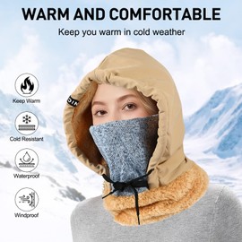 AYPOW Balaclava Windproof Ski Mask Thermal Fleece Lined Hood Hat Face Mask Waterproof Winter Balaclava Hat Thicken Snoods Hats Neck Warmer Men Women Cycling Motorcycle Skiing Camping Outdoor Sports