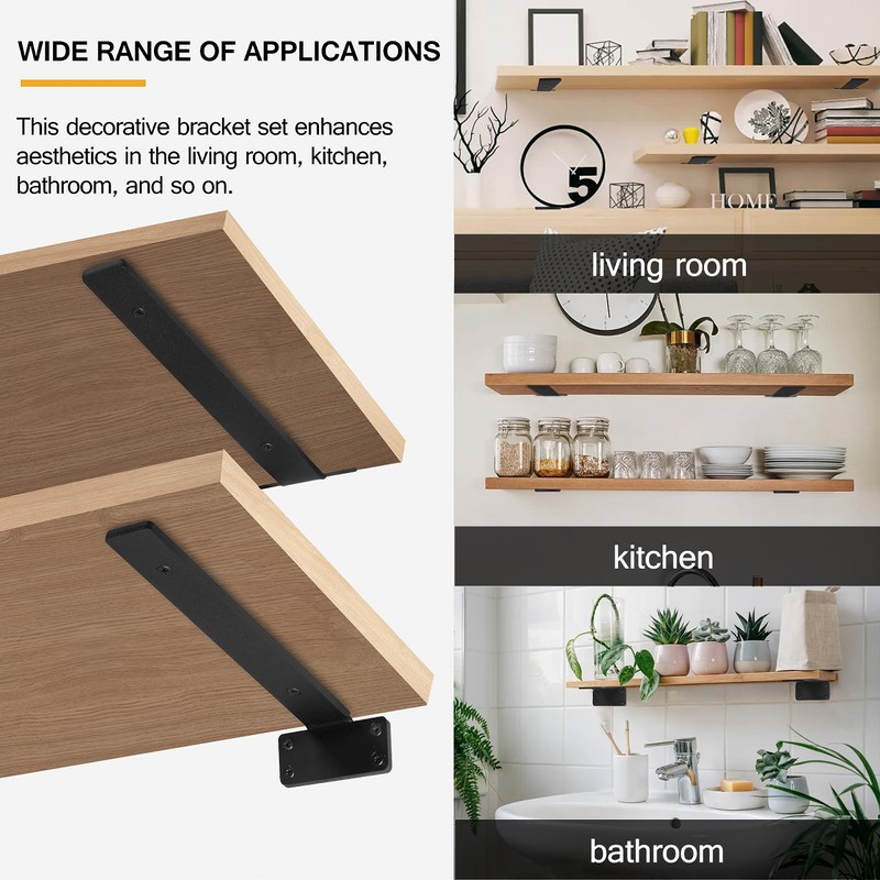 HITOMEN Heavy Duty Floating Shelf Brackets, 10-Inch (1/5'' Thick) Hidden