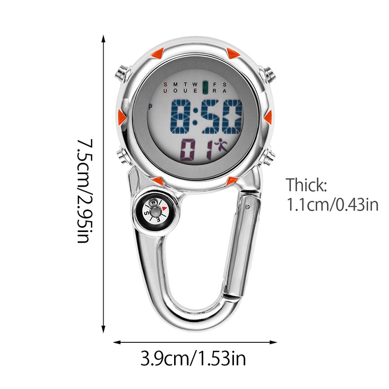 Multifunctional Luminous Clip On Carabiner Watch Mini Quartz Watch Compass