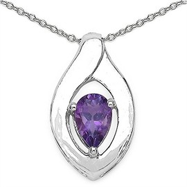 Schmuck-Schmidt -Necklace with Amethyst Pendant 925 Silver Rhodium-Plated 0.40 Carat, Sterling Silver, Amethyst