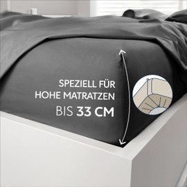 Dreamzie Spannbetttlaken 140x200 cm - Hoher Steg bis 33 cm - 100% Mikrofaser - Dunkelgrau - Schadstoffgeprüft (Oeko TEX), Bettlaken mit Gummizug