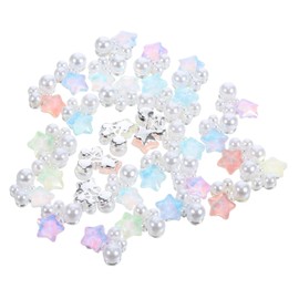 BIUDECO 30pcs Nail Charms Pearl Star Nail Gems Manicure Art Decorations Pearl and Star