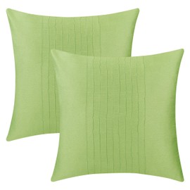 The White Petals Set of 2 Light Green Euro Pillow Sham Covers with Pin Tucks Panel (26X26 inches, Light Green)
