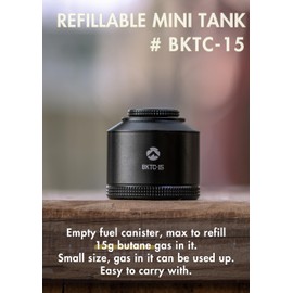CAMPINGMOON Refillable Gas Canister Empty Pocket Tank for Gas Lantern Backpacking Camping 15g Black BKTC-15