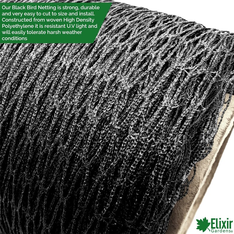 Elixir Gardens Heavy Duty Bird Netting Black 6m x 5m