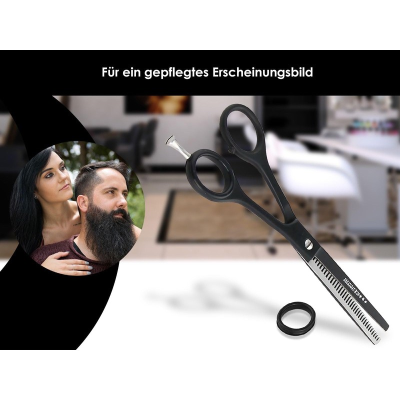 Professional Hairdressing Scissors Black Modelling Scissors 1-Sided Serrated Hair Cutting