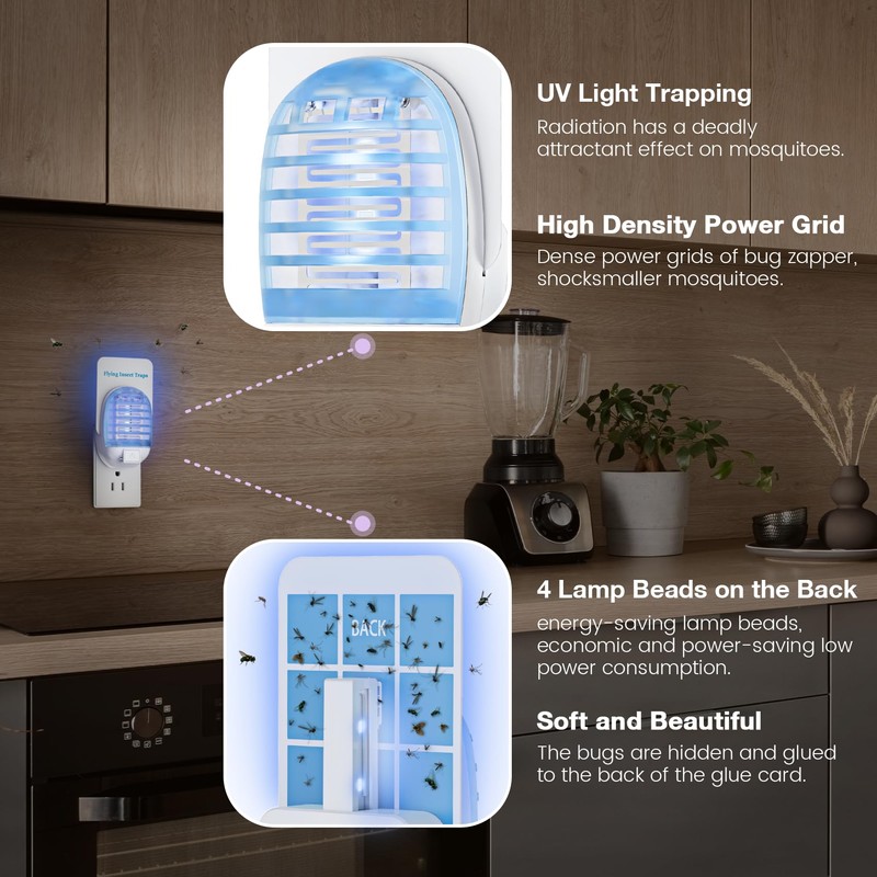 BAMMY Bug Zapper Indoor – Fly Trap Indoor Plug-in with