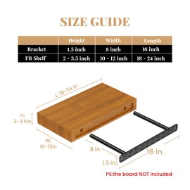 2pcs Floating Shelf Hardware Heavy Duty Hidden Shelf Brackets Support,Wall Mounting Invisible Floating Shelves Bracket with Jig (16" x 8" x 1.5" with Tools)