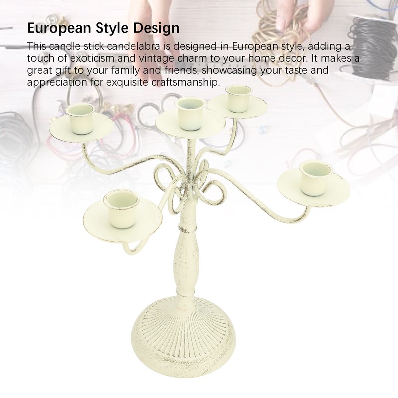 European Style Candelabra 5 Arms Iron Elegant Candle Stick Candelabra