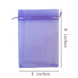 100 Count Gift Organza Bags with Drawstring 4x6 inch Lilac for Baby Shower,Christmas,Party Favors,Birthday,Wedding,Bridal Shower Sheer Fabric Clear Mesh Packaging Sachet for Jewelry,Candy,Room Decor
