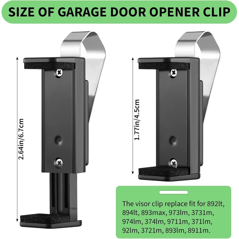 2 Pack Garage Door Opener Clip for Visor, Universal Car