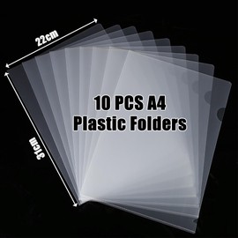 10 PCS A4 Plastic Folders, A4 Transparent Plastic Sleeves, Clear Plastic Wallets, A4 Cut Flush Folder, Open Top and Side File Folders, File Paper Cover for Office, School, Work