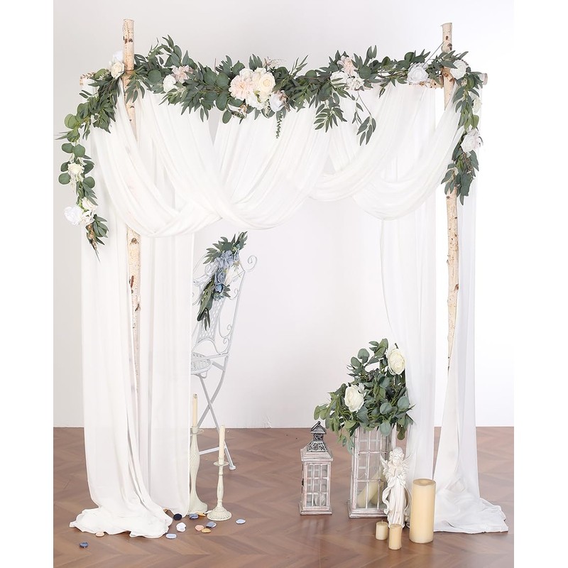 Tewechinb 2 Panels 24Ft Extra Long Wedding Arch Draping Fabric,