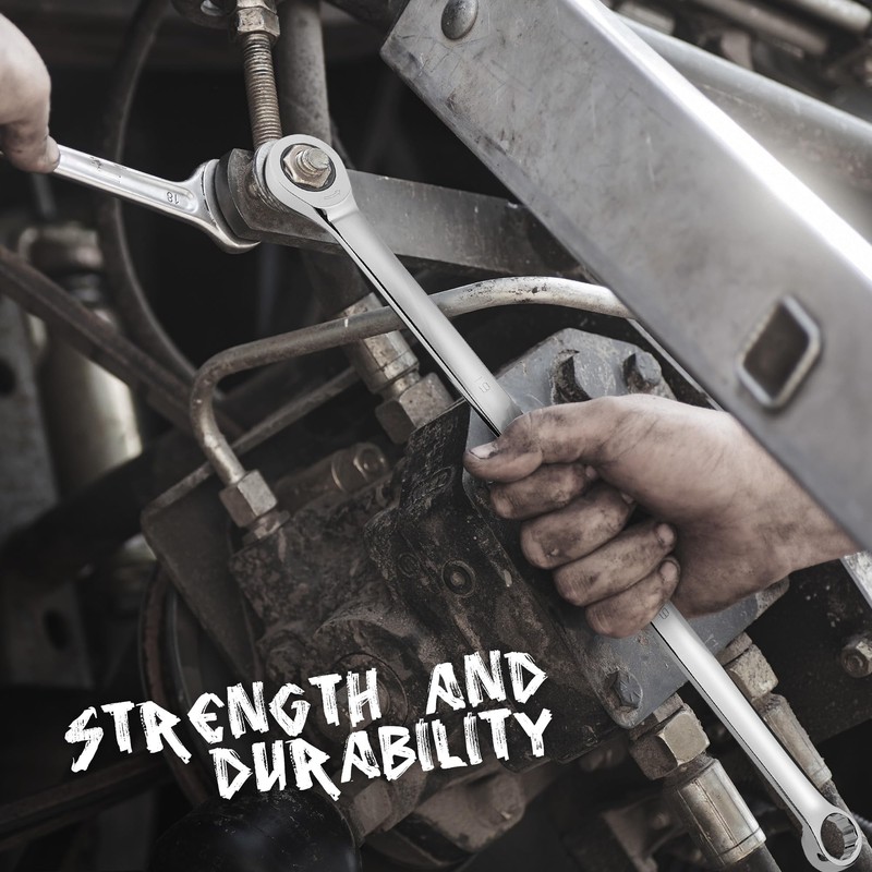 HORUSDY Extra Long Ratcheting Wrench Set, 8-22MM Double Box End,