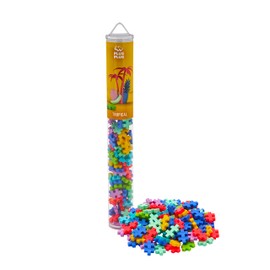 Plus-Plus 9604264 Ingenious Construction Toy, Tropical, Creative Building Blocks Tube, 100 Pieces, Multicoloured, Mini, 300.4264